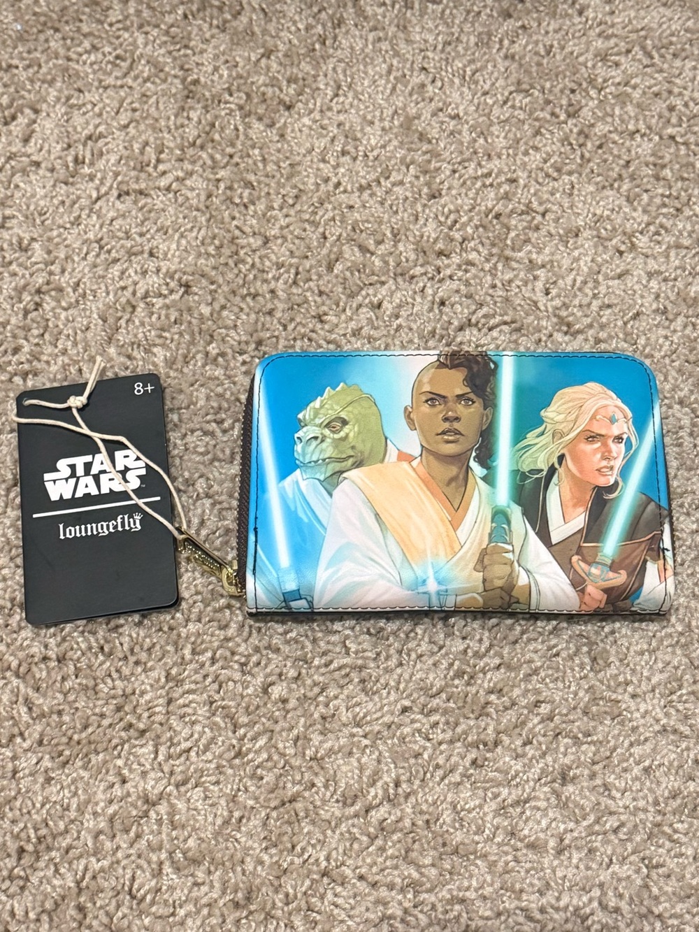 Loungefly Blue Star Wars Character Zip Wallet with Gold Zipper